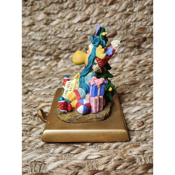 Vtg. Just For You Moose Cast Iron Resin Christmas Stocking Holder Hanger Holiday - Picture 2 of 10